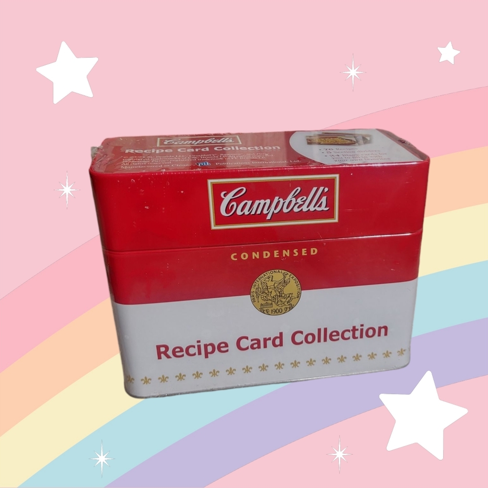 New Vntage Campbells Soup Recipe card holder Tin Container 2011 New Seal…